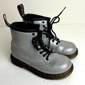 Dr. Martens 1460 Silver Glitter Toddler Lace Up Boots size 10